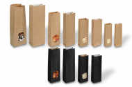 Block bottom paper bags - brown and black, with and without window | Bestbuyenvelopes.com