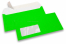 Neon envelopes - green, with window 45 x 90 mm, window position 20 mm from the leftside and 15 mm from the bottom | Bestbuyenvelopes.com
