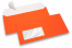 Neon envelopes - orange, with window 45 x 90 mm, window position 20 mm from the leftside and 15 mm from the bottom | Bestbuyenvelopes.com