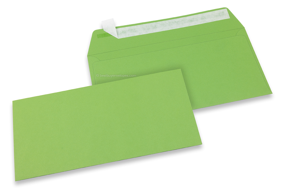 Apple green coloured paper envelopes - 110 x 220 mm