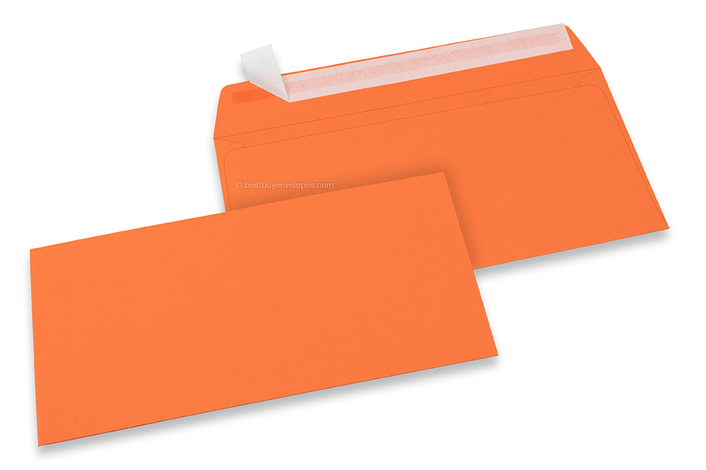 Orange coloured paper envelopes - 110 x 220 mm