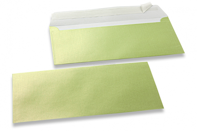 Lime green coloured mother-of-pearl envelopes - 110 x 220 mm