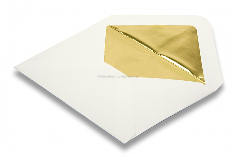 Lined ivory white envelopes - gold lined