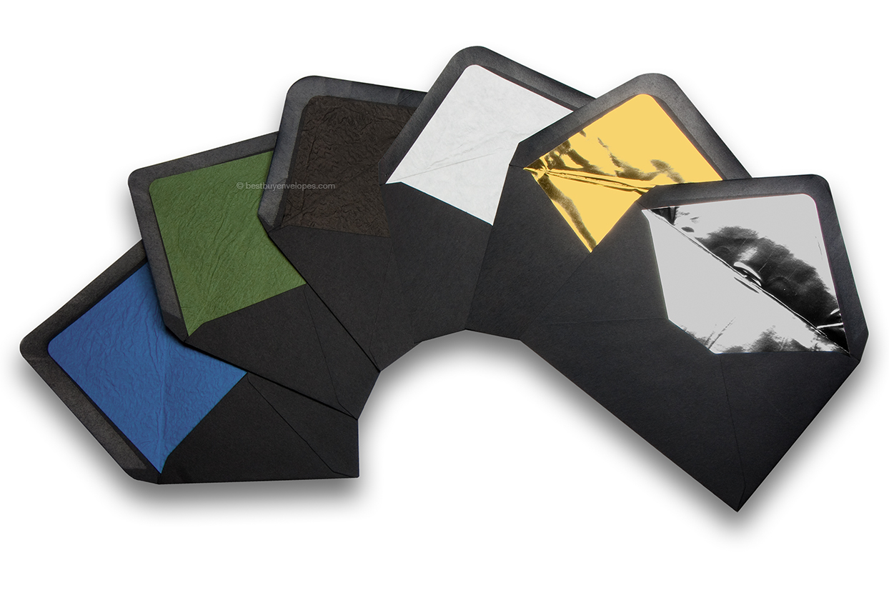 Lined black envelopes