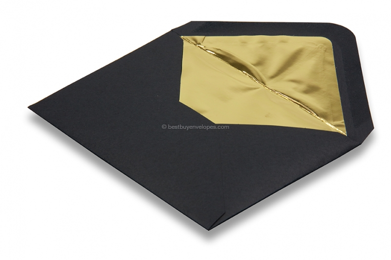 Black - Metallic Gold Foil Lined Envelopes