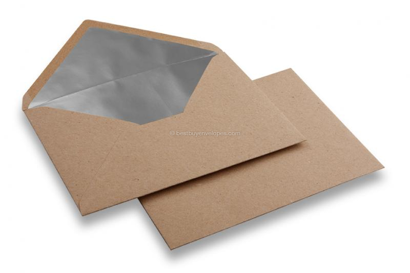 Lined kraft paper envelopes - 114 x 162 mm (C 6) Silver