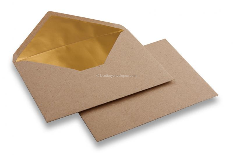 Lined kraft paper envelopes - 114 x 162 mm (C 6) Gold