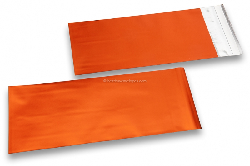 Orange coloured matt metallic foil envelopes - 110 x 220 mm