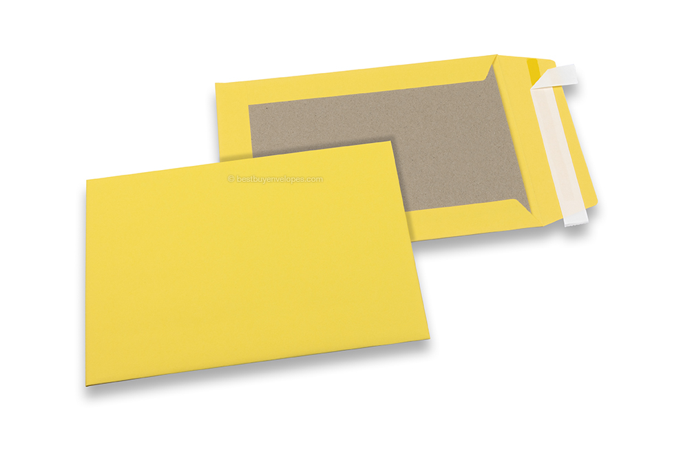 Coloured board-backed envelopes - Yellow, 162 x 229 mm
