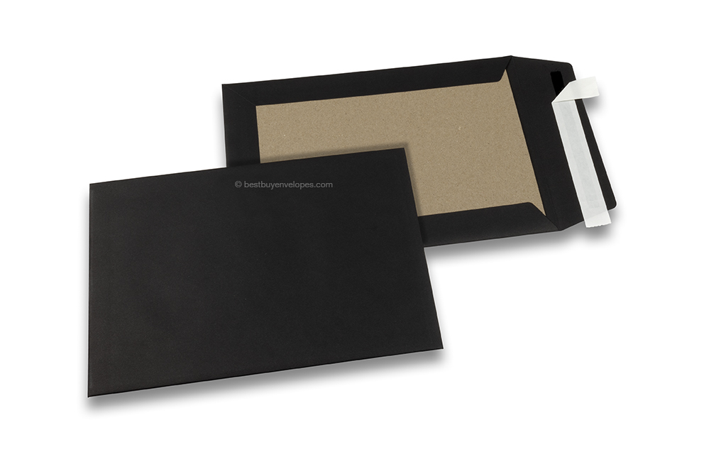 Coloured board-backed envelopes - Black, 162 x 229 mm