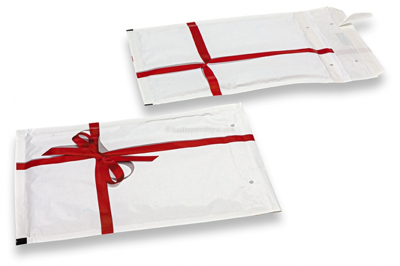 Gift packaging air-cushioned envelopes - White with bow