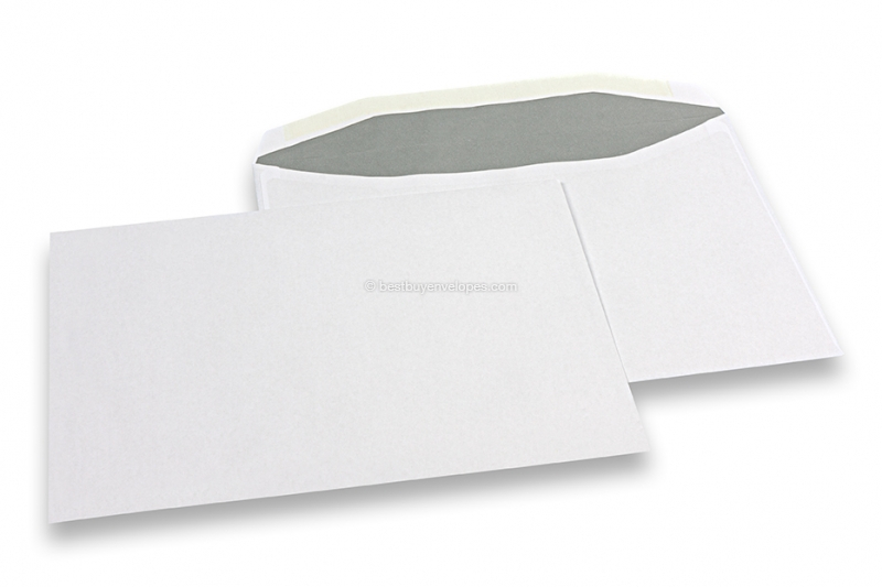 White paper envelopes, 162 x 229 mm (C5), 90 gram, gummed closure, weight each approx. 7 g. 