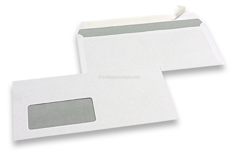 Basic window envelopes, 110 x 220 mm, 80 grs., window left 45 x 90 mm, window position 20 mm from the left side and 15 mm from the bottom, strip closure
