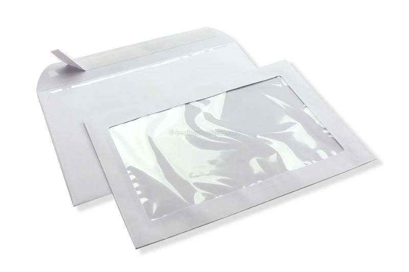 Panorama window envelope, 229 x 324 mm (A4), 160 gram, strip closure, (window format 170 x 270 mm, position: 27 mm from the left, 30 mm from the bottom)