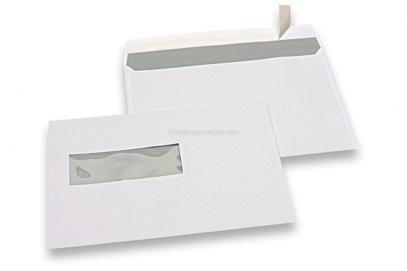 Laser printer envelopes, 162 x 229 mm (C5), window on left 40 x 110 mm, window position 20 mm from the left side and 72mm from the bottom, weight each approx. 7 g. 