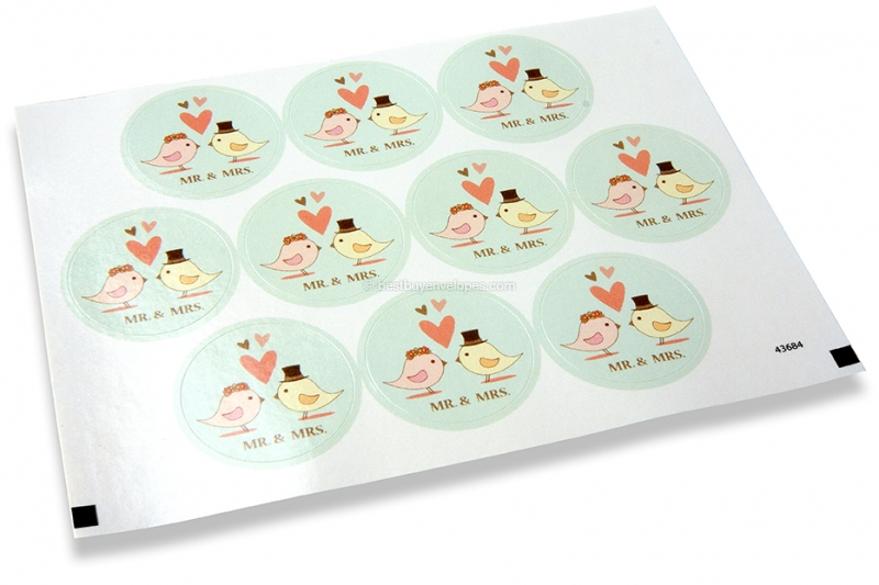 Wedding envelope seals - Mr. & Mrs. birds