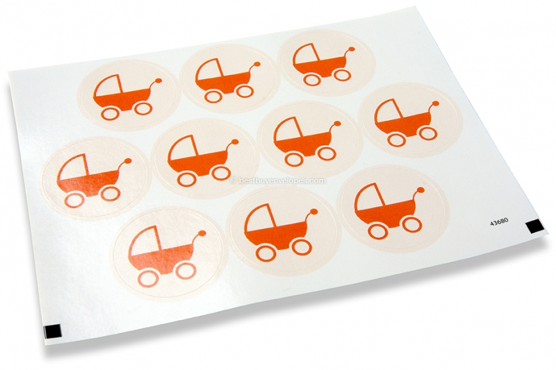 Birth envelope seals - baby stroller red