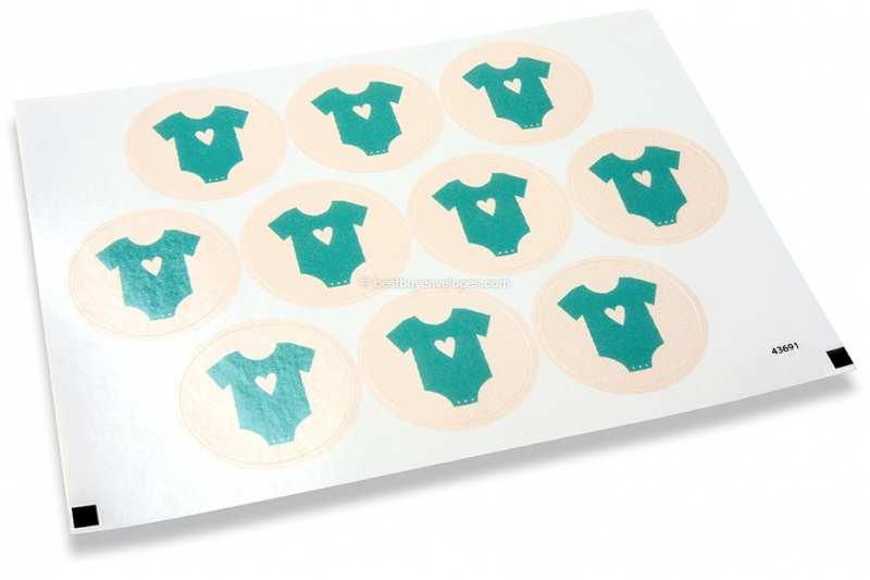 Birth envelope seals - romper blue