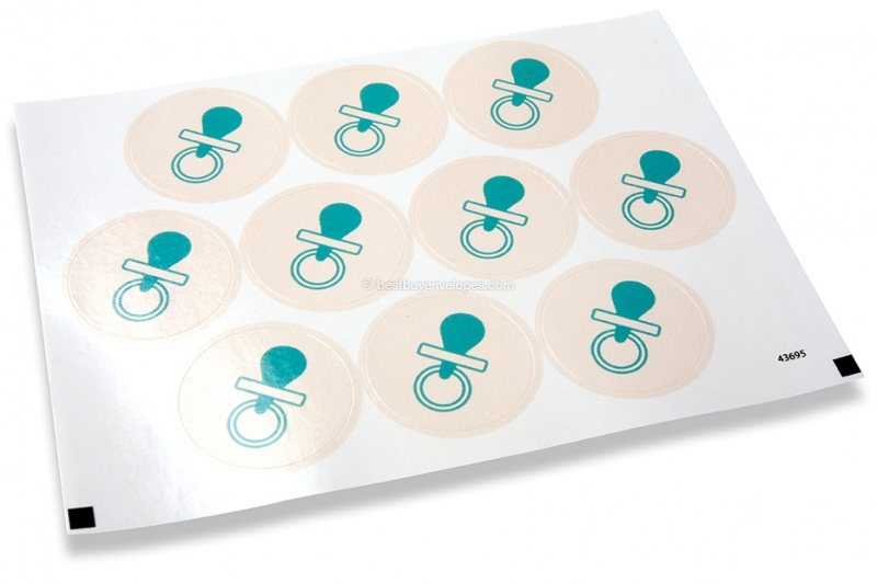 Birth envelope seals - pacifier blue