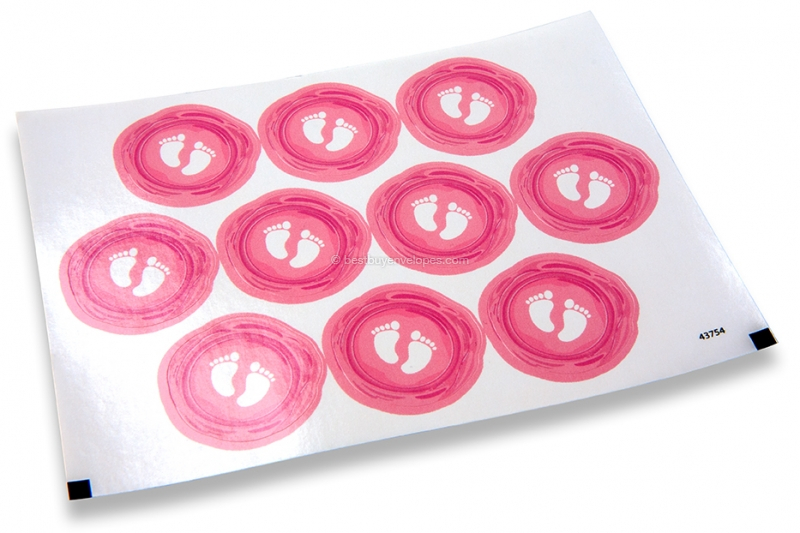 Birth envelope seals - feet pink