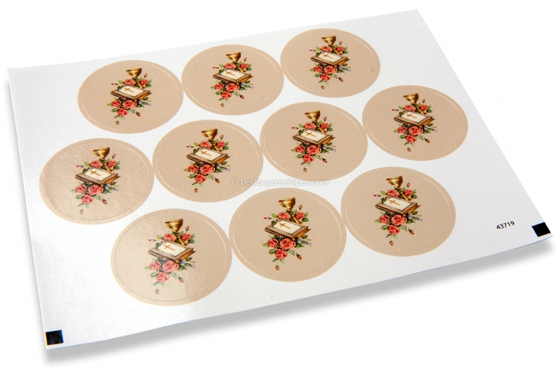 Baptism envelope seals - bible with roses