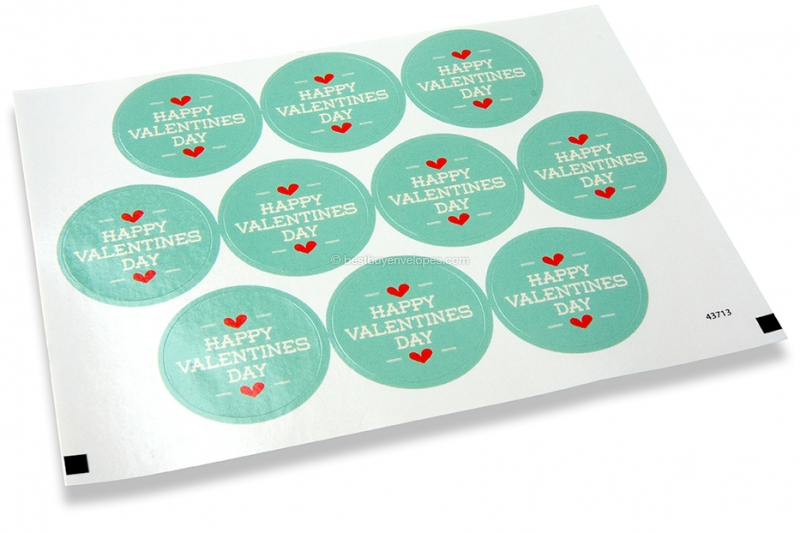 Love envelope seals - happy valentine's day light blue with pink hearts