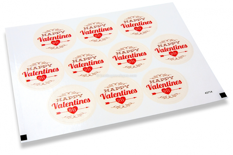 Love envelope seals - happy valentine's day red arrow through heart