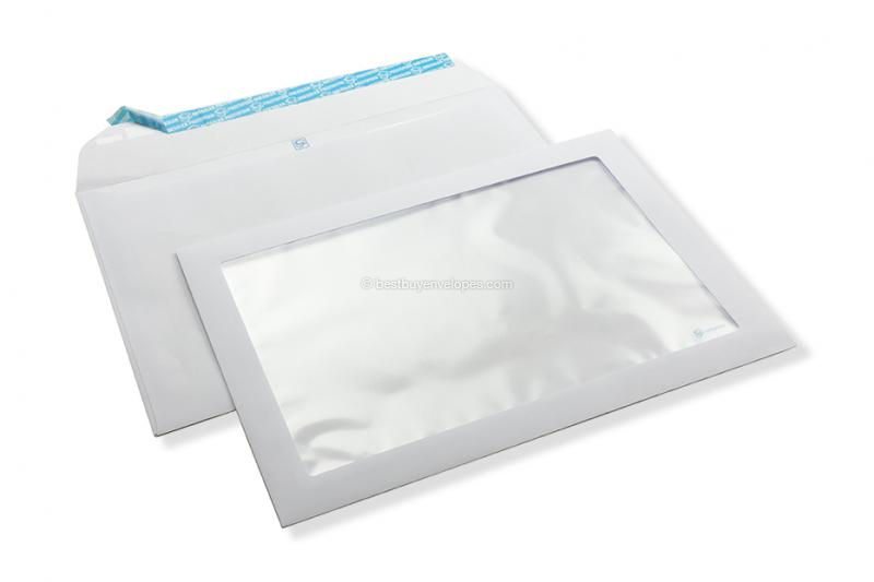 Panorama window envelope, 229 x 324 mm (A4), 120 gram, strip closure, (window format 180 x 275 mm, position: 23 mm from the left, 25 mm from the bottom)