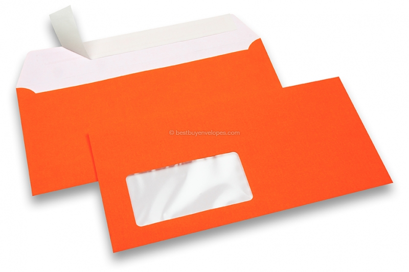 Neon envelopes - orange, with window 45 x 90 mm, window position 20 mm from the leftside and 15 mm from the bottom