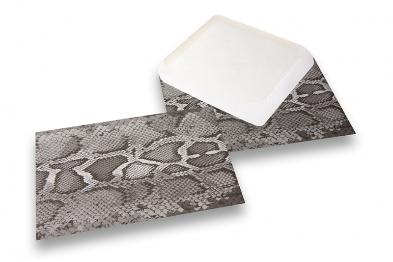 Animal-print envelopes - black, snake print