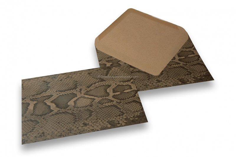 Animal-print envelopes - brown kraft, black, snake print