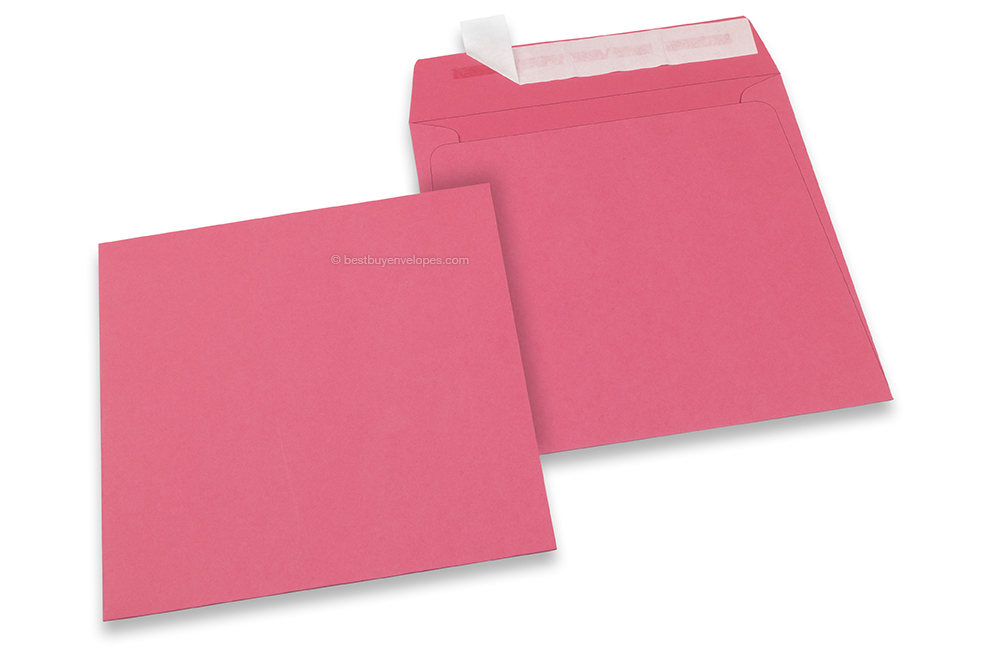Pink coloured paper envelopes - 160 x 160 mm