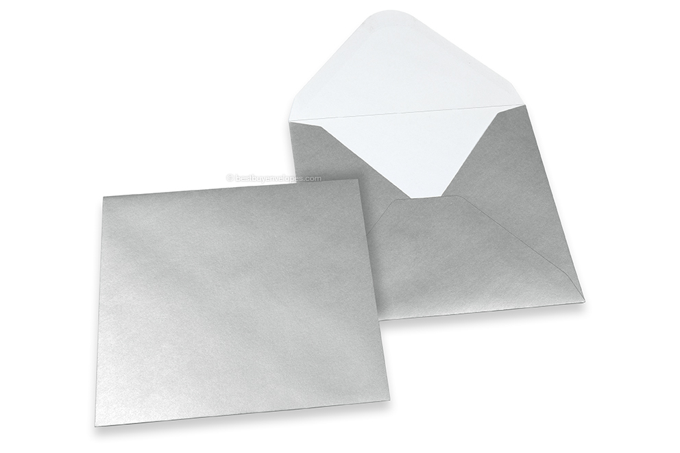 Coloured greeting card envelopes - silver, 155 x 155 mm