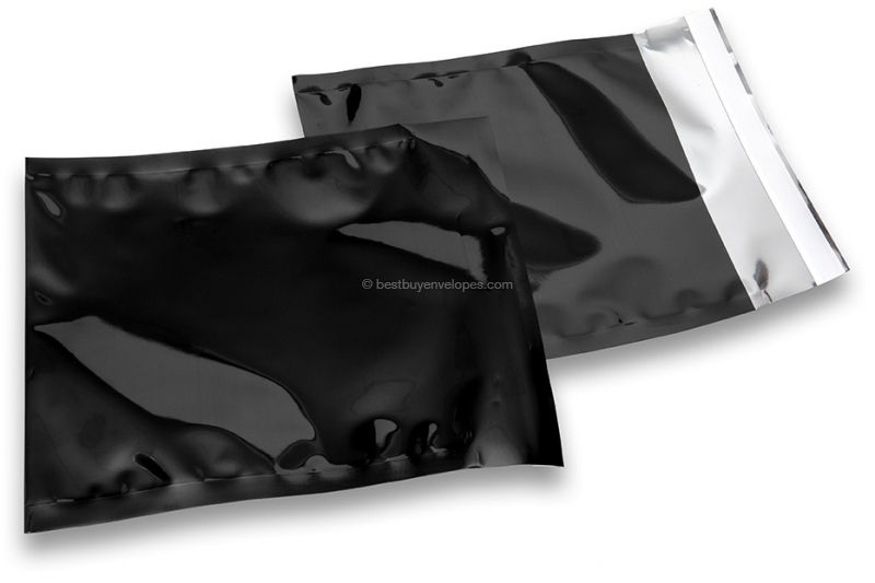 Coloured metallic foil envelopes black - 165 x 165 mm