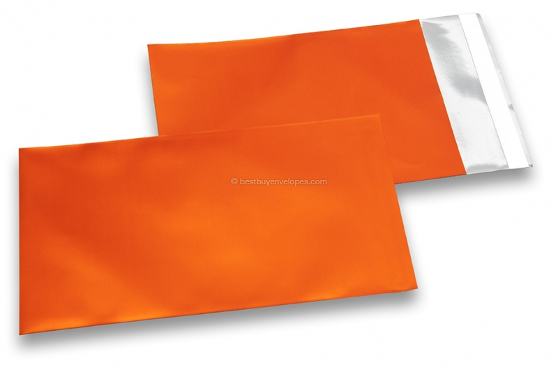 Orange coloured matt metallic foil envelopes - 114 x 162 mm