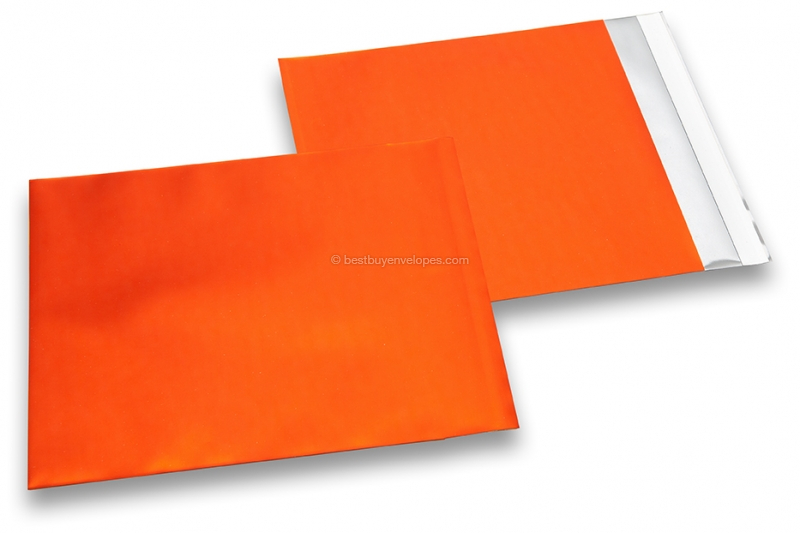 Orange coloured matt metallic foil envelopes - 165 x 165 mm