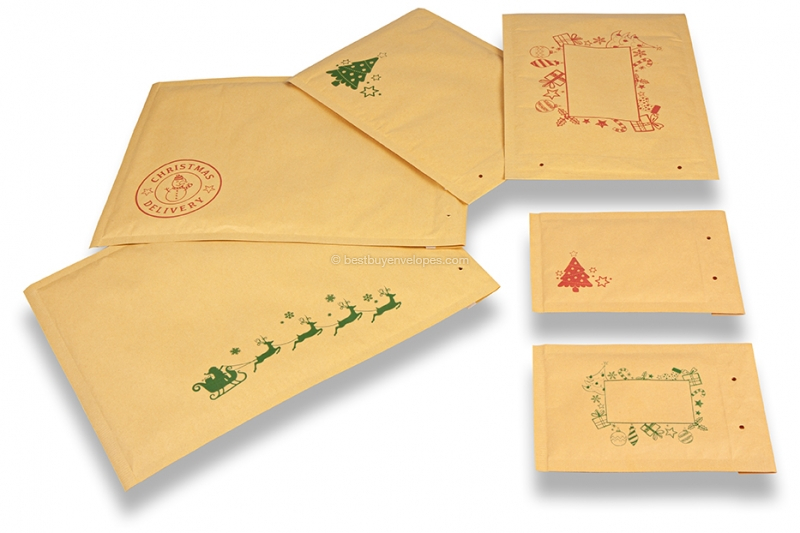 Brown Christmas bubble envelopes