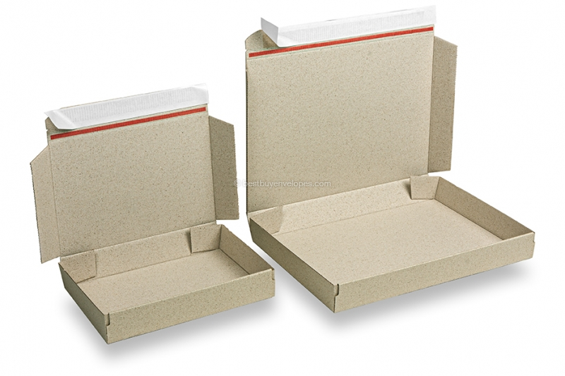 Adhesive mailing boxes grass-paper