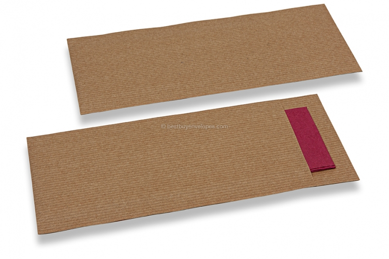 Cutlery bags brown without incision + bordeaux red paper napkin
