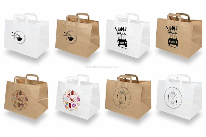 Paper take-away bags - white and brown
