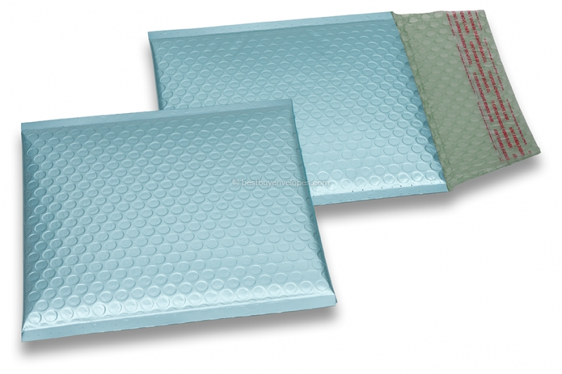 ECO matt metallic bubble envelopes - ice blue 165 x 165 mm