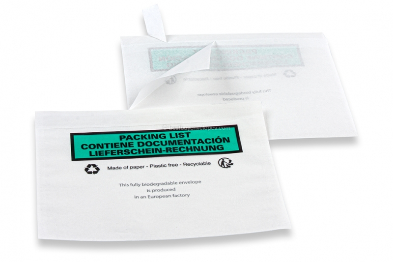 Paper packing list envelopes - 120 x 162 mm printed