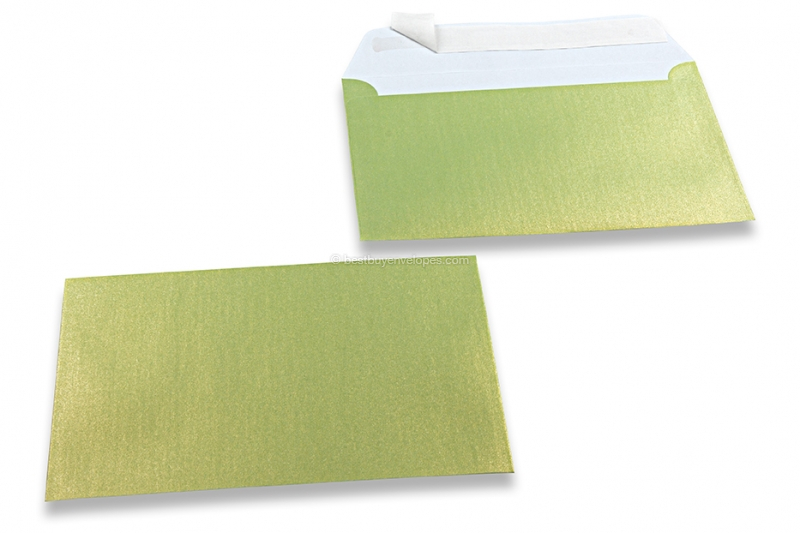 Lime green coloured mother-of-pearl envelopes - 114 x 162 mm