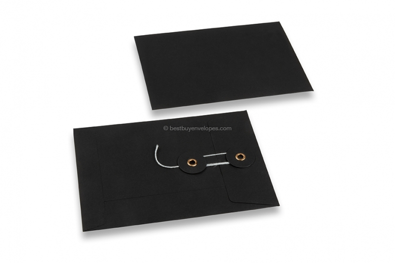 Envelopes with string and washer closure - 114 x 162 mm, black