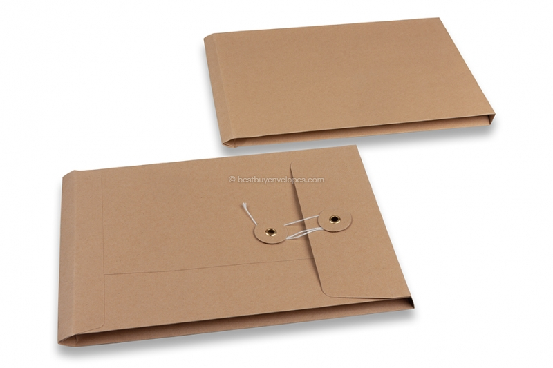 Envelopes with string and washer closure - 162 x 229 x 25 mm, brown