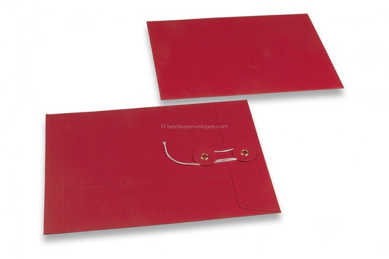 Envelopes with string and washer closure - 162 x 229 mm, red