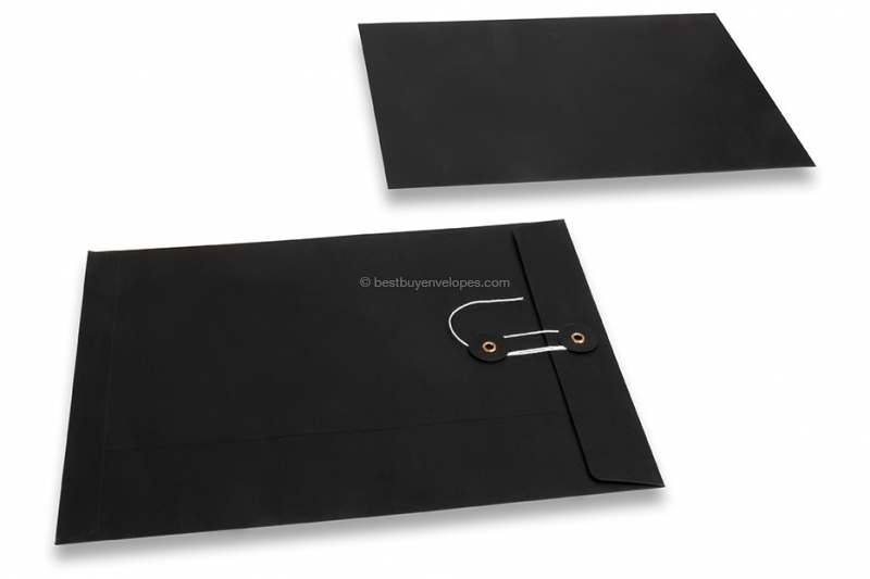 Envelopes with string and washer closure - 229 x 324 mm, black