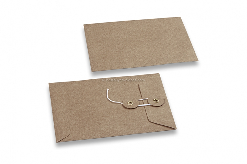 Envelopes with string and washer closure - 114 x 162 mm, brown kraft