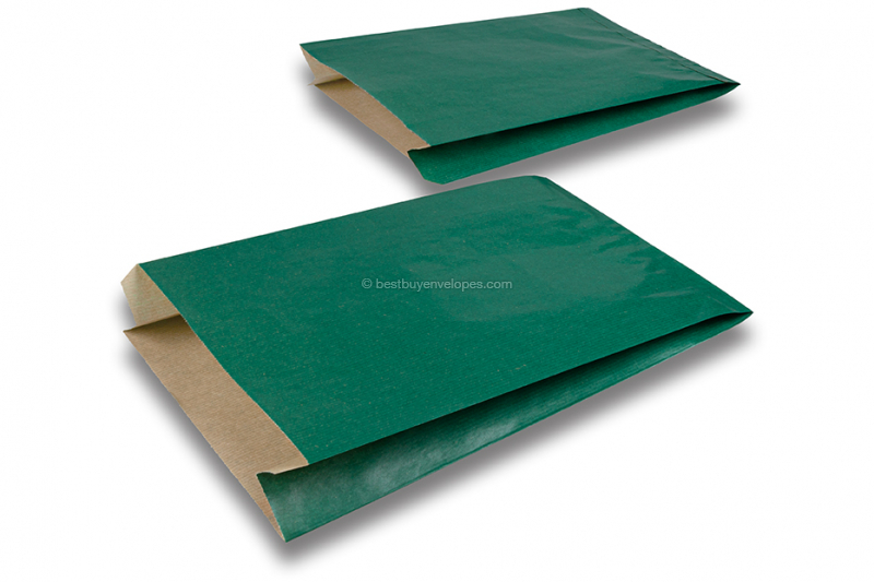 Coloured paper bags - dark green, 200 x 320 x 70 mm