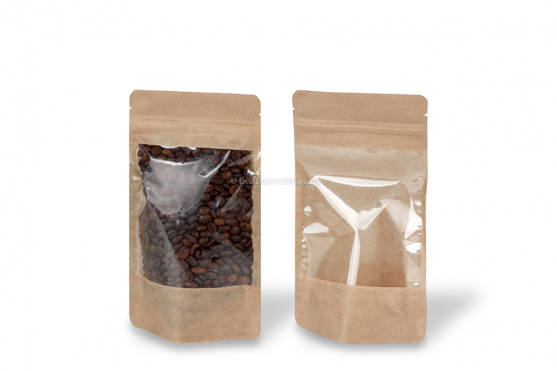 Stand up pouches with large window - 130 x 225 x 70 mm, 500 ml